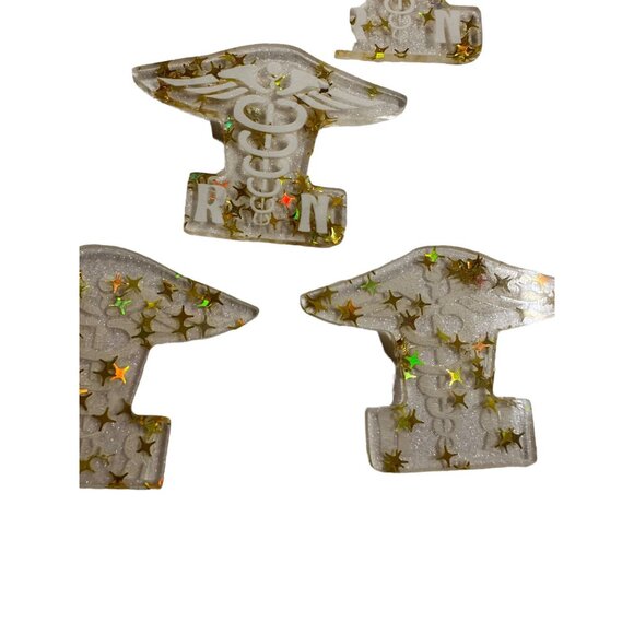 10 pc glitter RN Nurse acrylic flat back charm for badge reels keyrings earrings - Picture 3 of 4